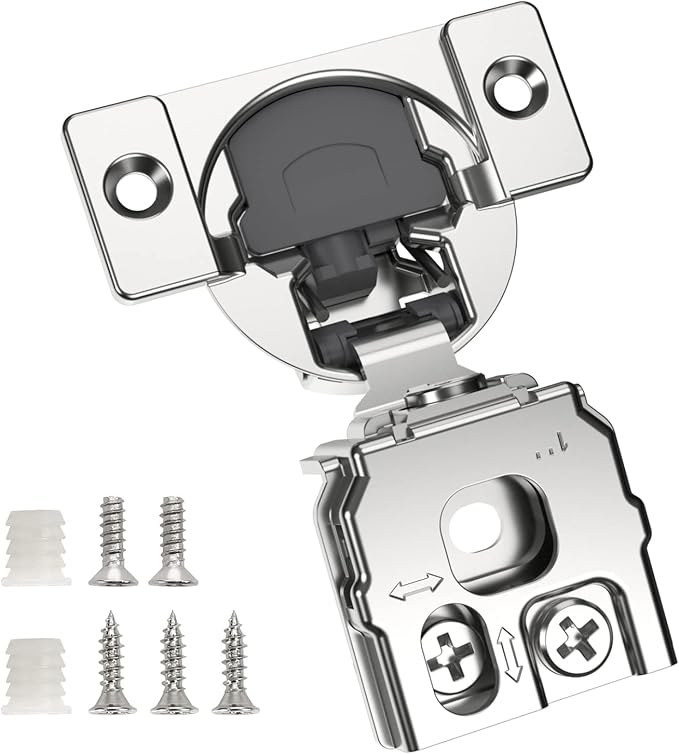 Chibery 60 Pack 1" Overlay 3D Soft Close Concealed Hinge for Face Frame Door, Smooth Slow Self Closing Hinges, Satin Nickel, Hidden 105째 Open Angle Stainless Steel Hinge for Kitchen Cabinet Door