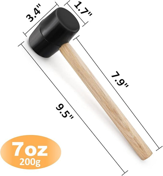 Peohud 12 Pack Rubber Mallet, 7 Oz Small Rubber Hammer with Wood Handle for Flooring, Camping, Tent Stakes, Woodworking, DIY Jewelry, Soft Blow Tasks without Damage