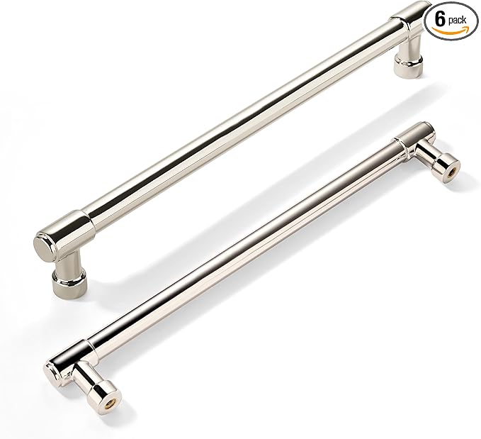 khtumeware 6 Pack 8 Inch(203mm) Polished Nickel Cabinet Pulls Kitchen Cabinet Handles Kitchen Cabinet Hardware for Cupboard Drawer Pulls Dresser Handle