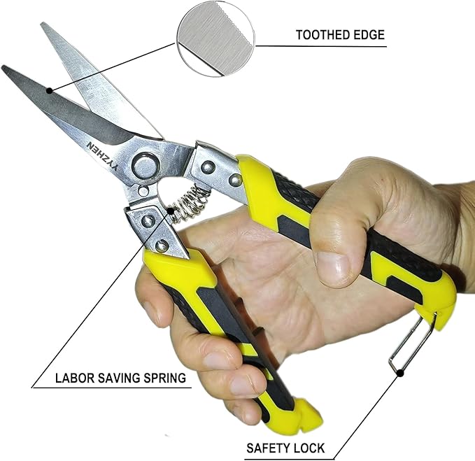 Aviation Tin Snips 8.7 Inch, Heavy Duty Straight Metal Cutter with Stainless Steel Blade & Comfortable Grips for Cutting Cardboard, Thin Iron, Wire, DIY Projects