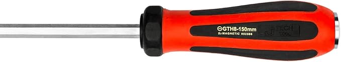 Jetech Striking Cap Go-Through Slotted Screwdriver, S2 Steel Flathead with Magnetic Tip, Ergonomic Soft Grip TPR Handle, 8x150mm