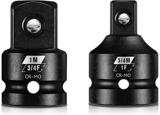 BLACKROBOT 2PCS Impact Socket Adapter and Reducer Set, 3/4" to 1" & 1" to 3/4" Socket Adapter Set, SAE Drive Cr-Mo Steel Exceeds ANSI Standards, Square Drive for Impact Driver Wrench