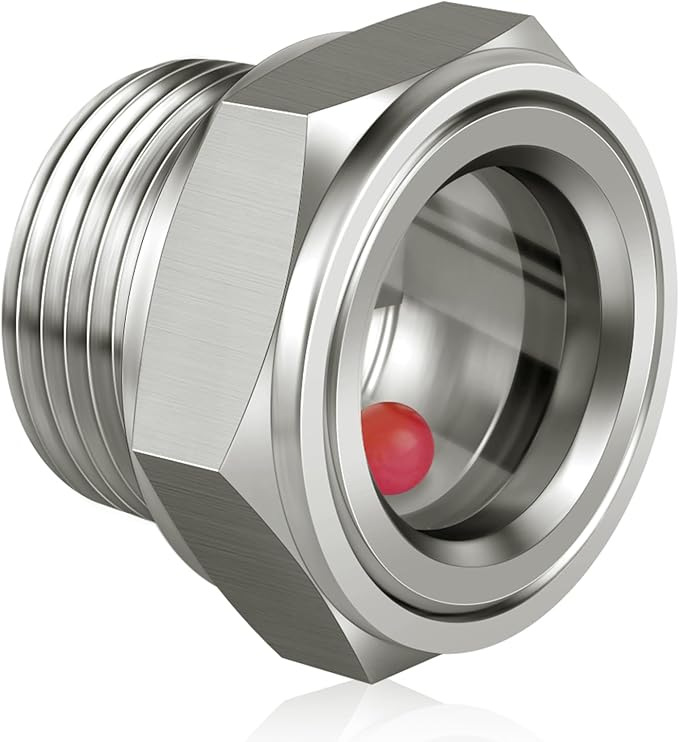 3/4'' NPT Male Hex Head Stainless Steel Oil Sight Glass Liquid Level Gauge Oil Indicator Window For Air Compressor Gearbox Fittings Hydraulic Tank Sight Glass (3/4'' NPT Male)