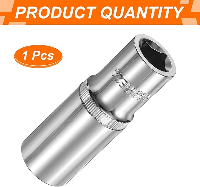 HARFINGTON E-Torx Socket 1/2" Drive E24 Star Female Socket 3.1" Length External Torx Deep Sleeve Chrome Plating 6 Point Spline Sleeve for Auto Repairs Home Maintenance
