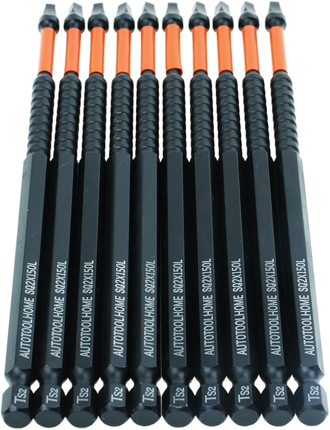 AUTOTOOLHOME 10 Pack #2 Square Driver Bit 6 inch Long Square Impact Drill Bit for Pocket Hole Jig System SQ2 Bits