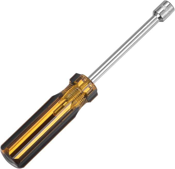 HARFINGTON Metric Hex Nut Screwdriver 8mm Carbon Steel Ergonomic PVC Grip Non-Magnetic Socket Wrench Screwdriver Hand Tool for Automotive Maintenance Home Improvement.