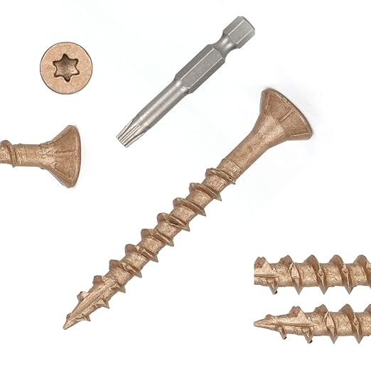 Wood Screws #8 x 1-5/8?쇺? T25 Star Torx Drive Flat Head Deck Screws, Brown, 154Pcs (1lb)