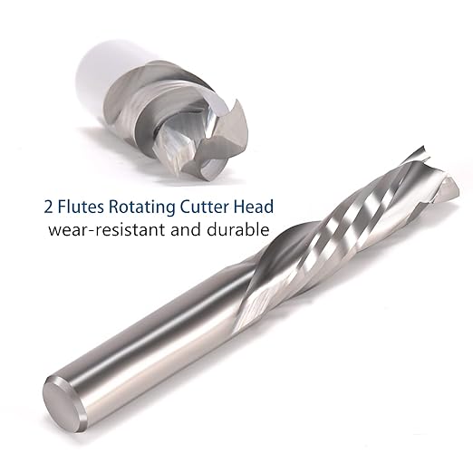 Hozly 1/8 Inch Shank with 1/8 Inch Cuting Dia Carbide End Mills Up & Down Cut Compression Bit 2 Flutes Milling Cutter for Engraving Milling 3D sculpturing Roughing Composite Multilayer Pack of 10