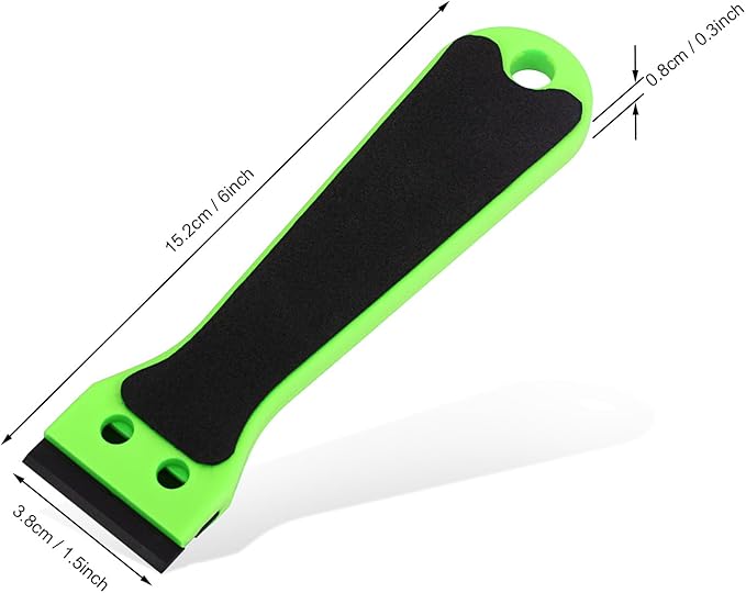 EHDIS 2pcs Plastic Razor Scraper 6-inch Long Handle Adhesive Remover Tool with 100 Double-Edge Blades for Window Tint Vinyl Scraper Decal Sticker Glue Remove (?똍eon-Green)