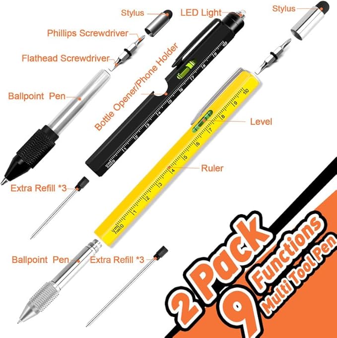 KEZKALS Valentines Day Gifts for Him, 9 in 1 Multitool Pen Set Gifts for Men, Mens Valentines Day Gifts for Boyfriend Husband, Anniversary Birthday Gifts for Men, Cool Gadgets for Mens