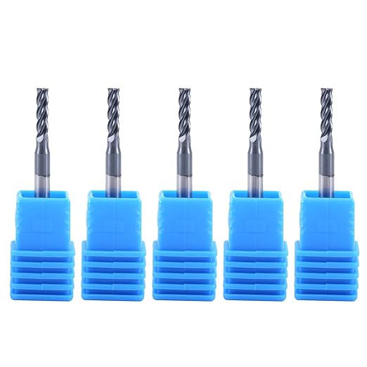 ISB 3/32?쇺?Carbide Square Nose End Mill Set, 4 Flute Micro Grain Carbide End Mill Bits for Alloy Steels/Hardened Steels/Aluminum/Copper, Suitable for DIYers and Professionals, 5 Pcs