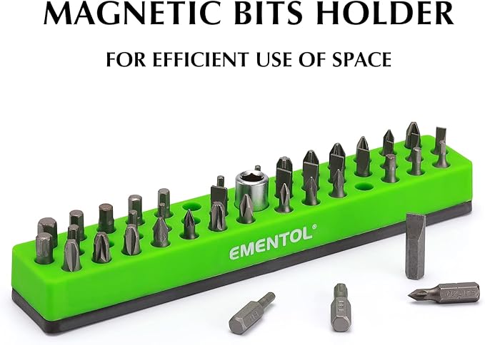 EMENTOL 2PCS 1/4" Magnetic Bits Holder Set - Green and Blue, 86PCS Hole, Bit Organizer with Strong Magnetic, Magnetic Bits Organizer, 2 Pieces