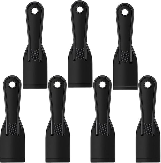 7 PCS Plastic Putty Knife, Flexible Plastic Scraper Tool Spackle knifes for Spackling, Painting, and Repairing Walls, Black Putty Knife Scraper