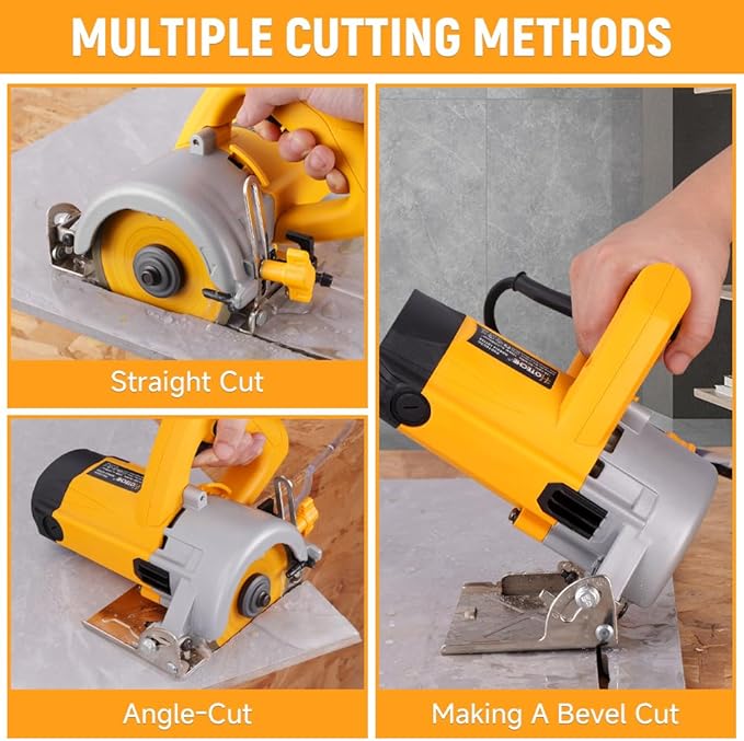Hoteche 4-3/8-Inch Dry/Wet Masonry&Tile Saw 1300W Electric Cutter for Stone, Ceramic and Marble Cutting(Tool Only)