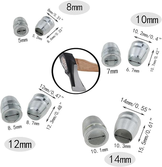 DGZZI 16PCS Tapered Handle Steel Wedge Round Handle Metal Wedge Mallet Handle Wedge Set 8MM 10MM 12MM 14MM Suitable for Hammer and Axes and Sled