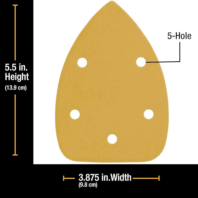 Dura-Gold Premium Mouse Detail Sander Sandpaper Sanding Sheets - 400 Grit (Box of 24) - 5 Hole Pattern Hook & Loop Triangle Mouse Discs - Woodworking Wood, Furniture Crafting, Sand Automotive Paint