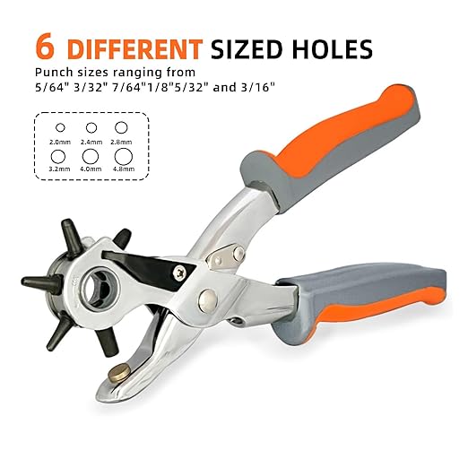 Leather Hole Punch, BILLION GOLD Heavy-Duty Belt Hole Puncher, Multi Sizes Hole Punch Tool for Leather, Belt, Watch Straps, Saddle, Cards