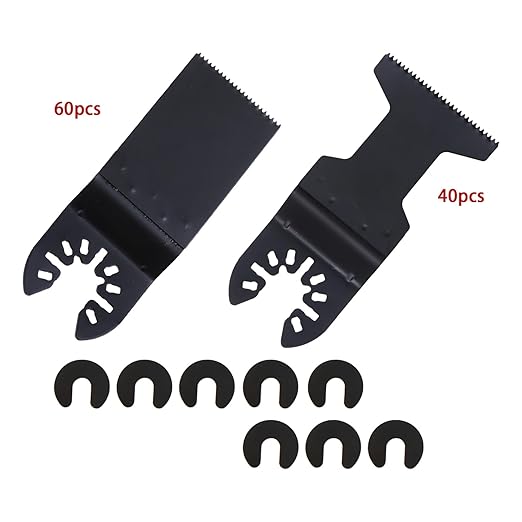 findmall Oscillating Saw Blades 100Pcs (40 of 1-3/4, 60 of 1-3/8), for Wood, PVC, Nails, Drywall, Door Jamb