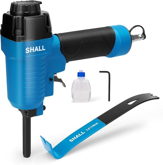 SHALL Pneumatic Nail Remover & 7.5?쇺?Flat Pry Bar Set, Heavy-Duty Air Punch Nailer Removes 9-16 Gauge Nails, 60-100 PSI Air Nail Puller/Denailer for Wood Pallets, Reclaimed Wood, 1/4?쇺?NPT Air Inlet