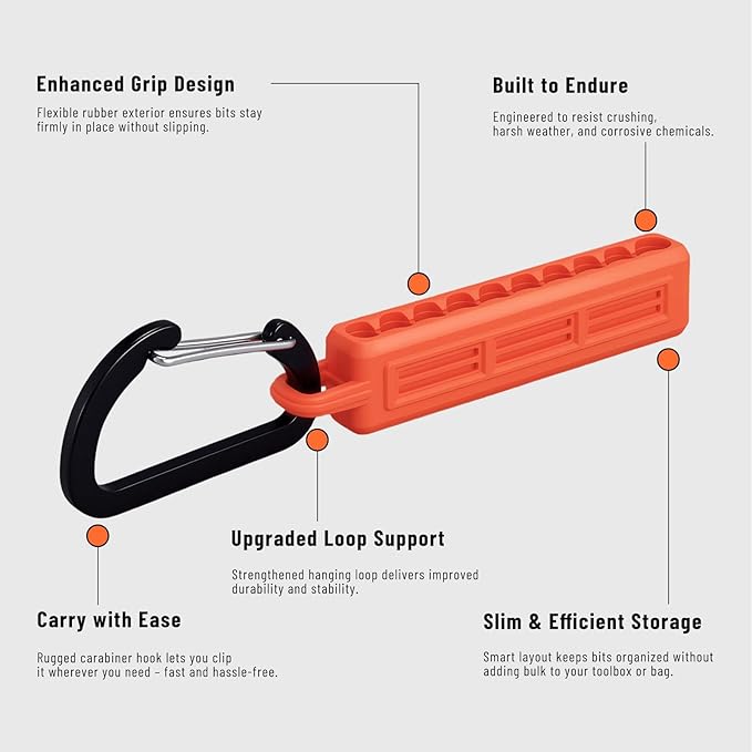 Katerk 3PCS Hex Bit Holder, 10 Holes Screwdriver Bit Holder Storage Organizer with Carabiner