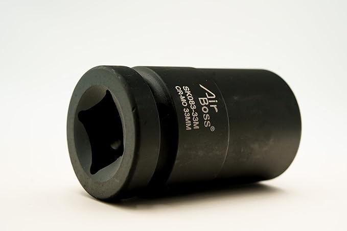 AirBoss 33MM 1" Drive CR-MO Steel DEEP 6 Point Radius Corner Design Chamfered Opening 1" Impact Socket