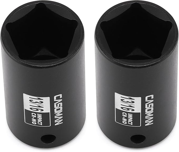 CASOMAN 2PCS 3/8" Drive 13/16" 5-Point Impact Grade Utility Socket, CR-MO, Removes and Installs Penta Nuts and Bolts
