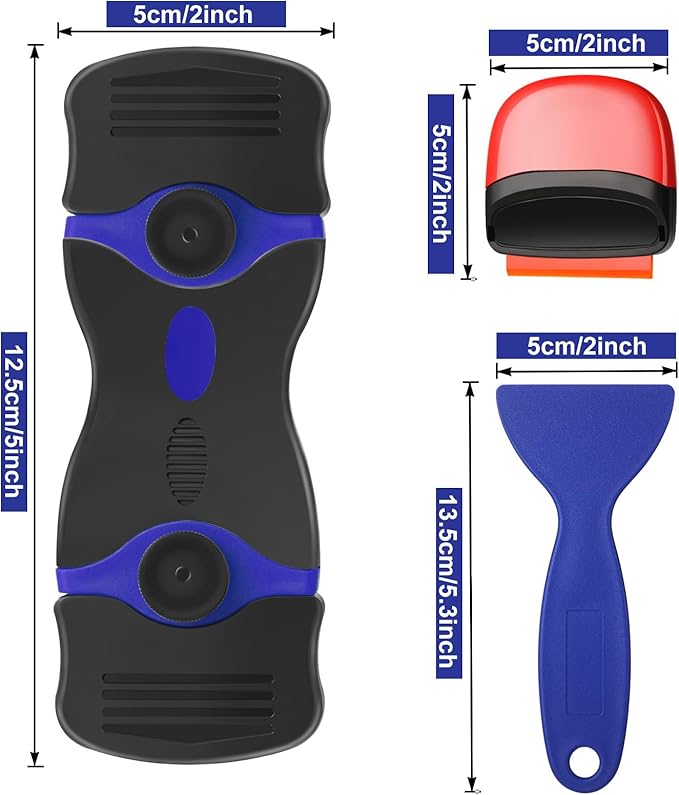 Tallew 9 Pcs Plastic Scraper Tool Sticker Plastic Razor Blade Scraper Plastic Pick Plastic Non Scratch Tool Putty Knife for Window Floor Label Removal Paint Cleaning(Dark Blue)