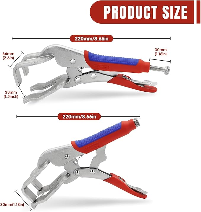 10" Locking Pliers - Quick-Release Welding Clamps with U-Shaped Jaws, Ergonomic Grip for Metalworking, Grinding & DIY Projects