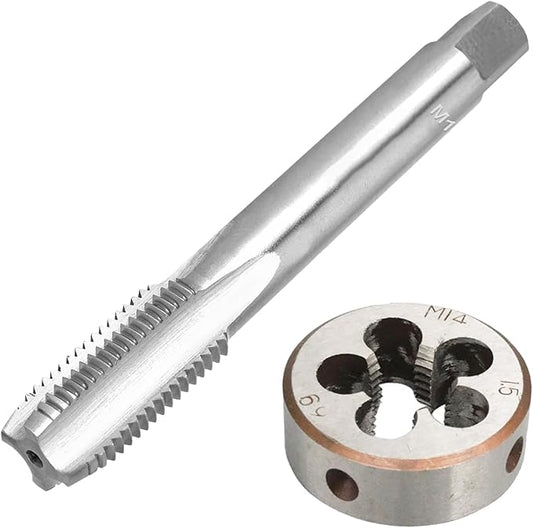 M14 x 1.5 Metric Thread Tap and Die Set, M14 x 1.5mm High-Speed Steel Machine Tap and Die Set, Right Hand Thread Tap and Round Thread Die
