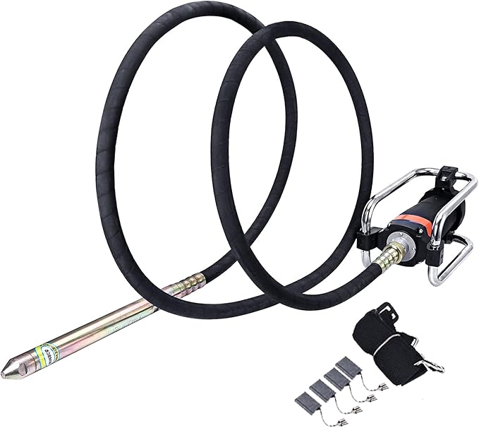 Concrete Vibrator, 1600W 2HP 18000RPM, 14-3/4ft Flexible Shaft, Electric Concrete Vibrating Tool, Hand Held Power Concrete Vibrators, Portable for Construction, Remove Air Bubbles Level Tool