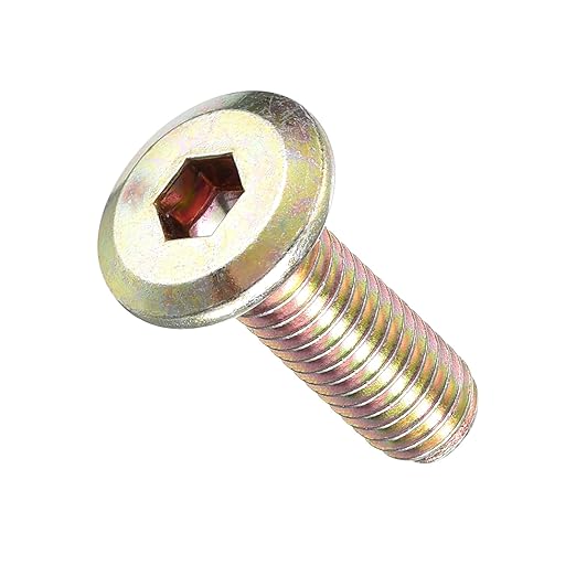 METALLIXITY Flat Head Hex Socket Cap Screws Bolts(M6-1x20) 30Pcs, Steel Hex Socket Furniture Bolts Screws - for Furniture Woodworking Project, Yellow