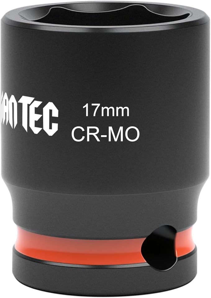 6-Point Shallow Impact Socket, 3/8-Inch Drive 17mm Socket, Cr-Mo,Automotive, Truck Maintenance, Heavy Equipment Repair
