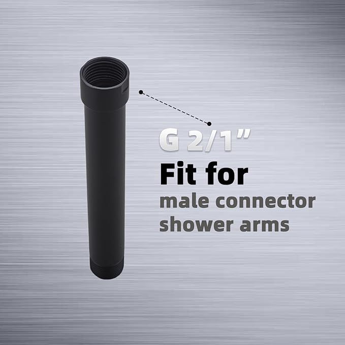 Black Shower Head Extension Arm, 4 Inches Shower Arm Extender for Rain and Handheld Shower Head, Solid Stainless Steel Straight Bathroom Extension Arm,Female to Male NPT 1/2 Inch
