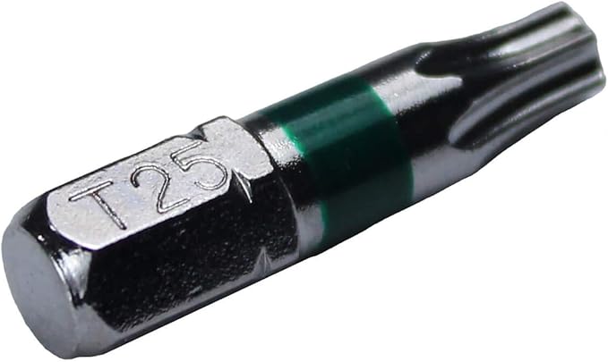 T25 x 1" Color-Coded Torx/Star Driver Bit - Precision Fit for T-25 Screws and Fasteners, 5-Pack