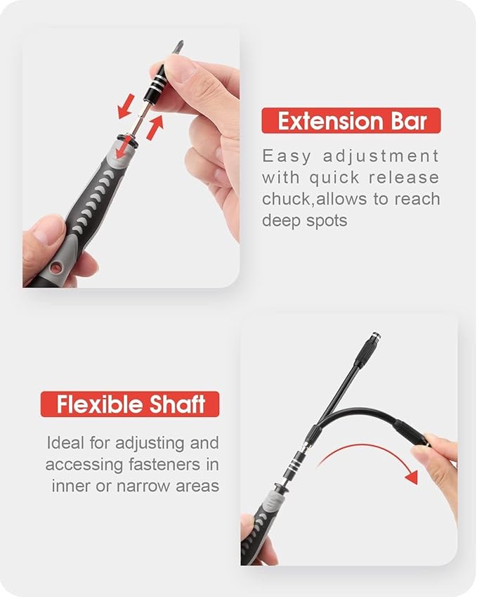 Screwdriver Set ??Precision Screwdriver Bit Sets 130 in 1, Mini Hex Phillips Torx Slotted Screwdriver Bit Set with Tool Box, Ideal for Electronics, Laptop, iPhone, Jewelers and More(130-IN-Red)