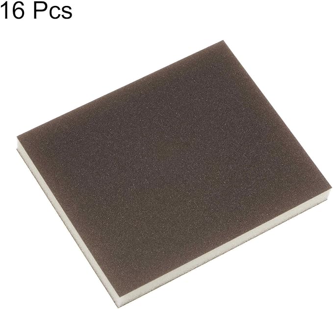 HARFINGTON 16pcs Superfine Sanding Sponge Blocks 800-1000 Grit Foam Sanding Block Pad for Polishing Kitchen Metal Wood Drywall, 120x100x12mm, Brown