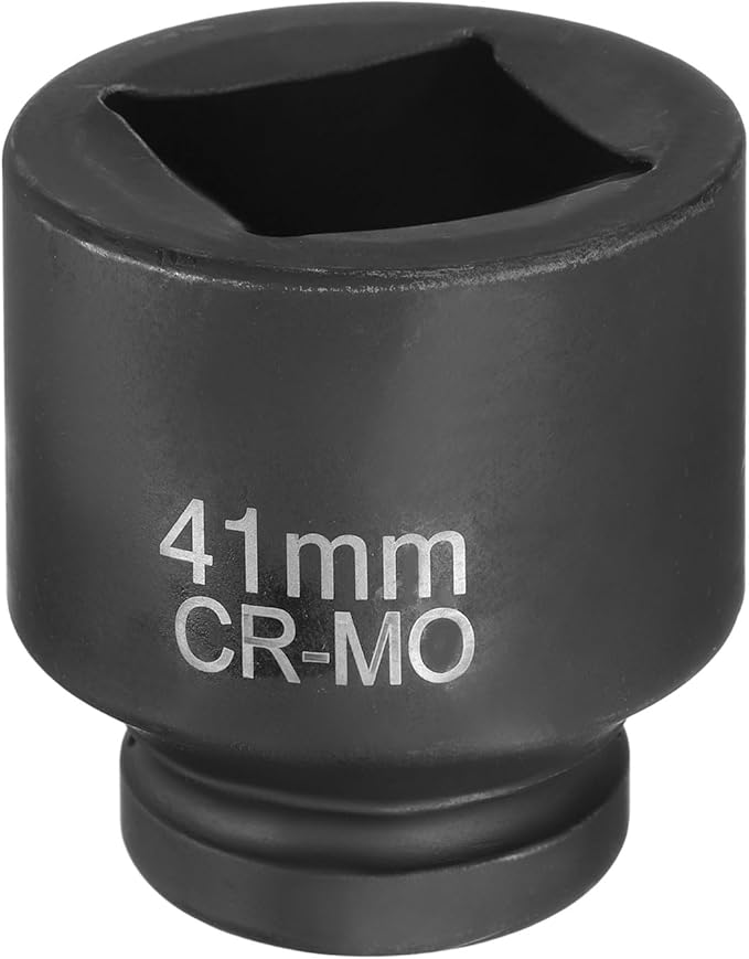 HARFINGTON 4 Point Square Socket 1" Drive 41mm Metric Square Impact Socket CR-MO Blackening Standard Wheel Sleeve Pneumatic Sleeve Tool for Auto Repair Mechanical Maintenance Home Use