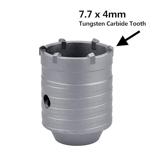 73mm (2-7/8 inch) Concrete Hole Saw with 220mm SDS Plus Shank Connecting Rod, Tungsten Carbide Teeth (7.7mm x 4mm) Cement Hole Saw for Concrete Cement Brick Wall Stone (73mm (2-7/8 inch)