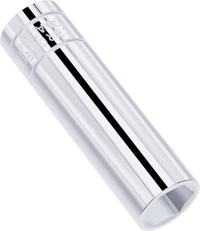 17mm Deep Socket, 1/2 Inch Drive, 6-Point, Metric, Heat Treated CR-V Steel Sockets, Full Polishing, 3.1 Inch Length