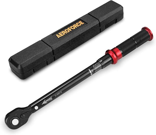 AEROFORCE 1/2-Inch Drive Torque Wrench竊?5-165 lb.ft / 20.4-224.4 Nm),72 Tooth Dual Direction Reversible Ratchet, Dual Range Scales, Precision Calibrated for Bike, Motorcycle and Car Repair