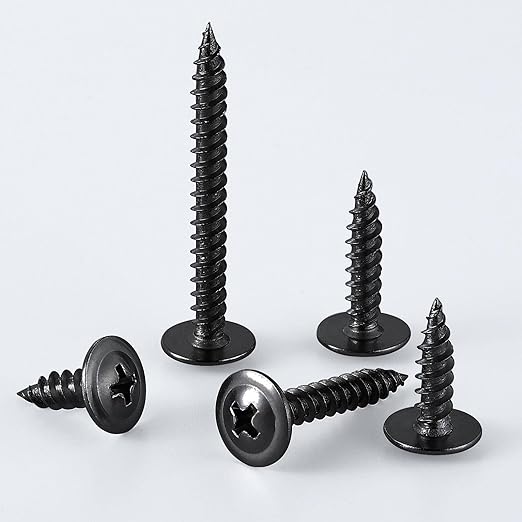 (100 pcs) Wensilon #10횞2" Black Phillips Truss Head Wood Screws Quick Metal Self Tapping