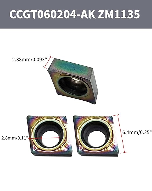 10pcs CCGT060204-AK CCGT21.51 R0.4 Inserts for Aluminum DLC Colorful Coating Carbide Turning Inserts Boring and Outer circlr for Aluminum Copper Plastic Cutting