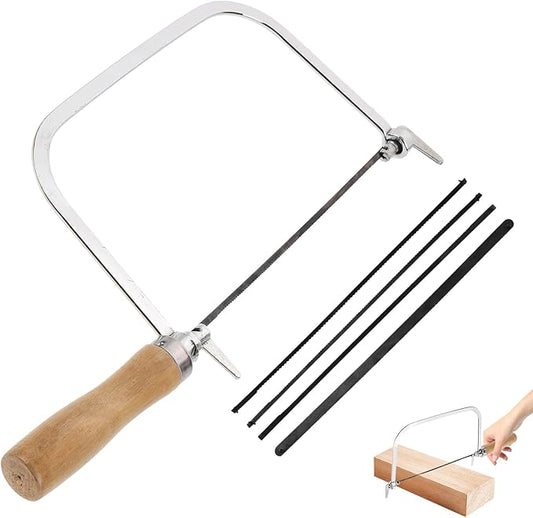 1 Set of Woodworking Coping Saw, Engraving Saw Coping, Woodworking Japanese Tables With 4Pcs Replacement Blades for Wood Board Plastic and Metal Cutting