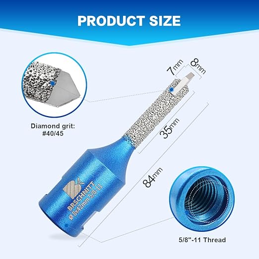 Diamond Mortar Raking Bit - BRSCHNITT 4pcs Mortar Raking Tuck Pointing with Carbide Tipped for Granite Marble Concrete Masonry Stone Removals Vacuum Brazed Bit 5/8-11 Thread (8 * 42mm 5/16"*1-5/8")