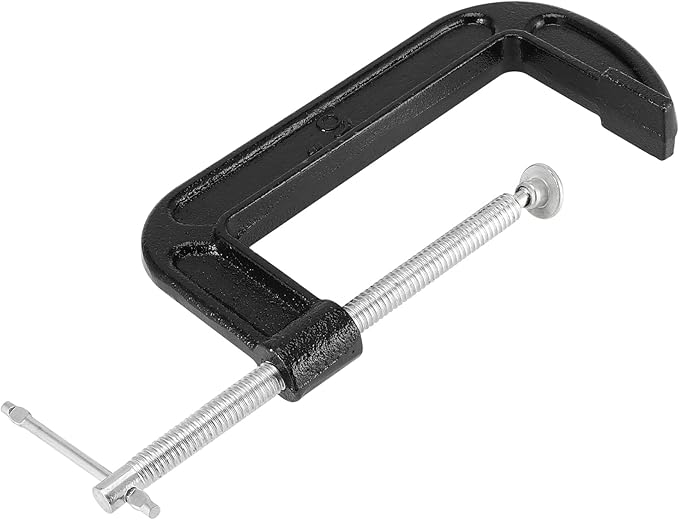 JAPCHET 4 Packs 6 Inches Black C Clamp, Malleable Iron C-clamp, Heavy-Duty C-Clamp for Metalworking, Woodworking, 6-Inch Max Jaw Opening, 2-3/4 Inch Throat Depth