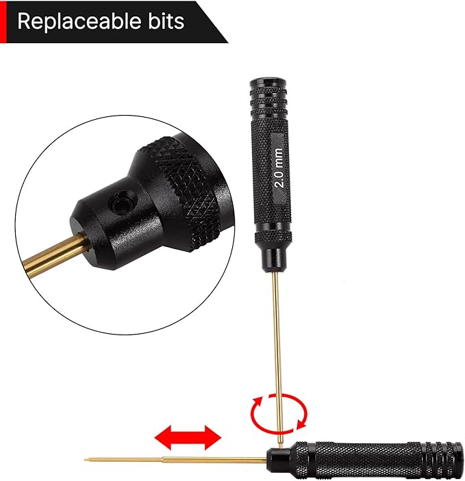 INJORA 7 PCS RC Hex Screw Driver Nut Driver & Phillips Screwdriver Tool Set, RC Car Repair Tool Kit, Allen Wrenches Sets, Socket Driver For 1/18 1/24 RC Mini Crawler Car SCX24 TRX4M FCX24