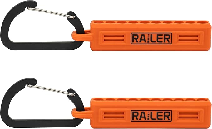 Screwdriver Bit Holder Storage Organizer ??Railer 10-Hole Orange Bit Holder with Carabiner - 2 Pack