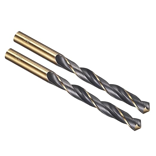 PATIKIL 10.5mm Drill Bit, Jobber Straight Shank 4341 High-Speed Steel 118째 Black and Gold Finish for Medium-Hard Metal Steel Acrylic - 2 Pack