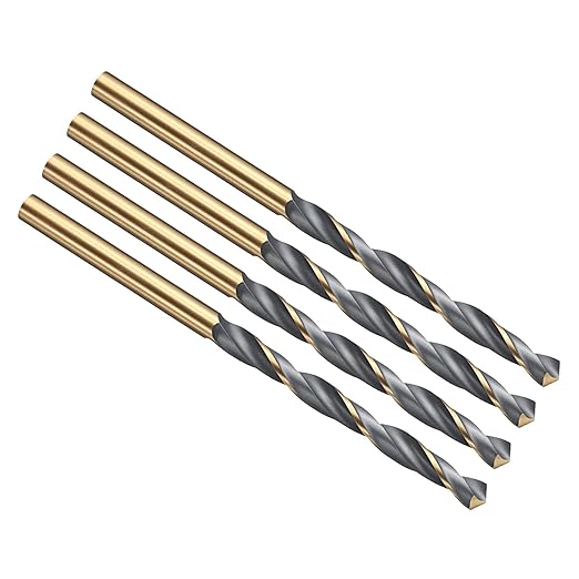 PATIKIL 4.5mm Drill Bit, Jobber Straight Shank 4341 High-Speed Steel 118째 Black and Gold Finish for Medium-Hard Metal Steel Acrylic - 4 Pack