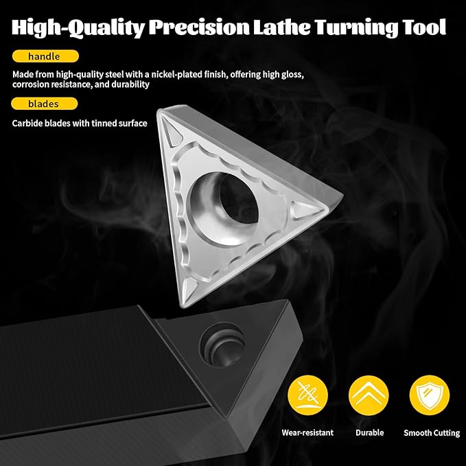 Metal Lathe Cutting Tools,5 Sets of 1/2" Carbide Metal Cutting Tool Bits Kit,Indexable Lathe Turning Tool,Carbide Lathe Tools For Metal